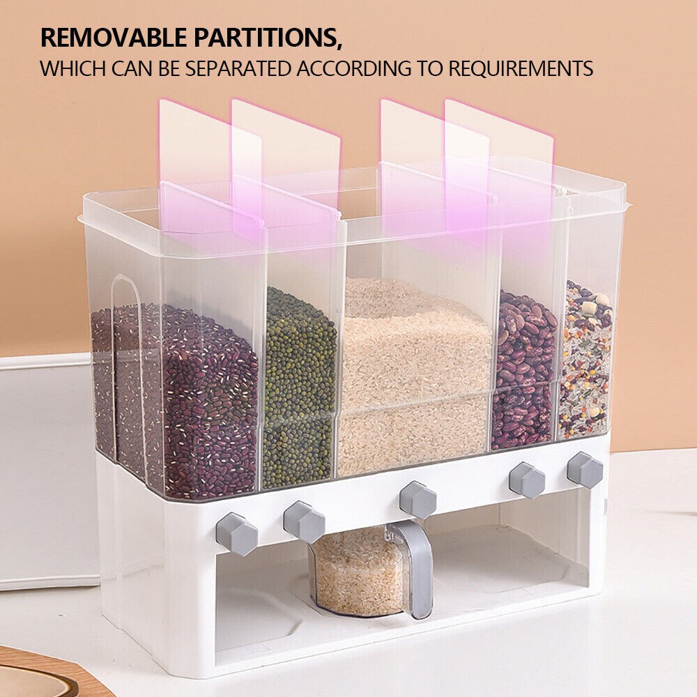 Kitcheniva 5-Grid Cereal Dispensers Food Storage