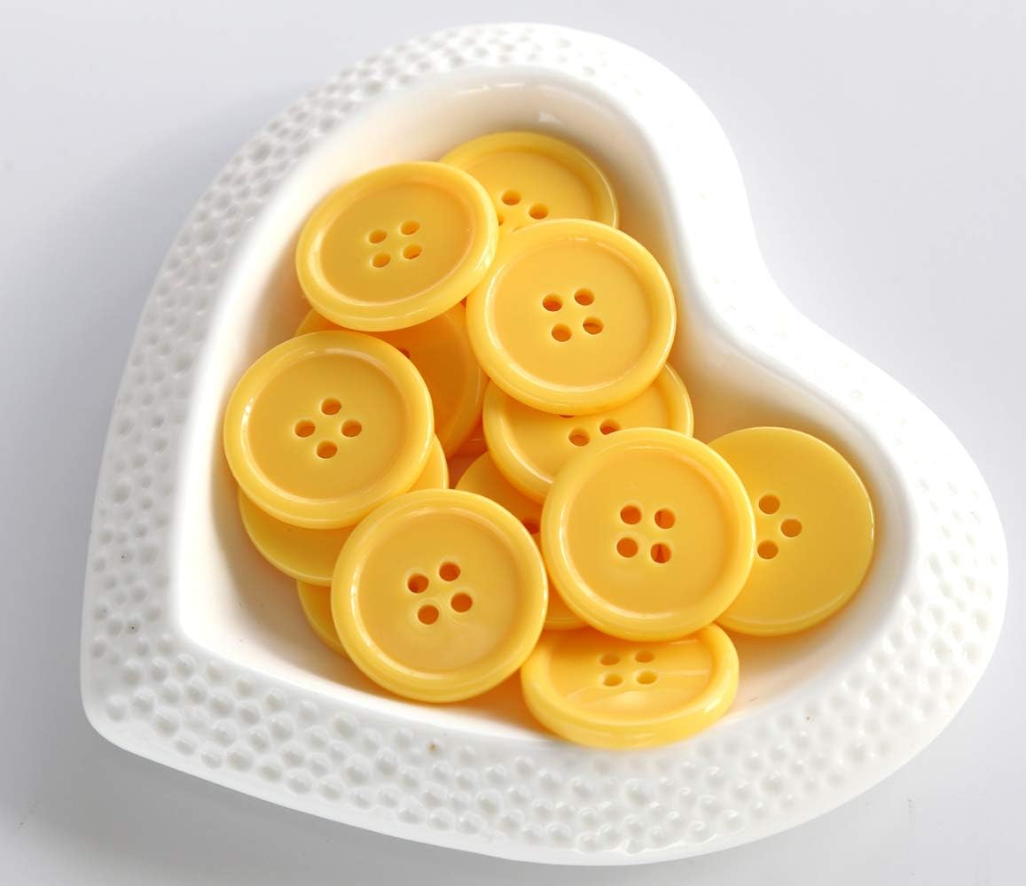 1 Inch (25mm) Yellow Buttons Sewing Flatback Button for Sewing or DIY Crafts Pack of 50