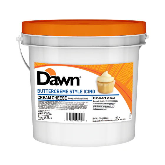 Dawn Extra Rich Exceptional Flavor Cream Cheese Buttercreme Icing 18lb tub Ready to Use Cake Icing
