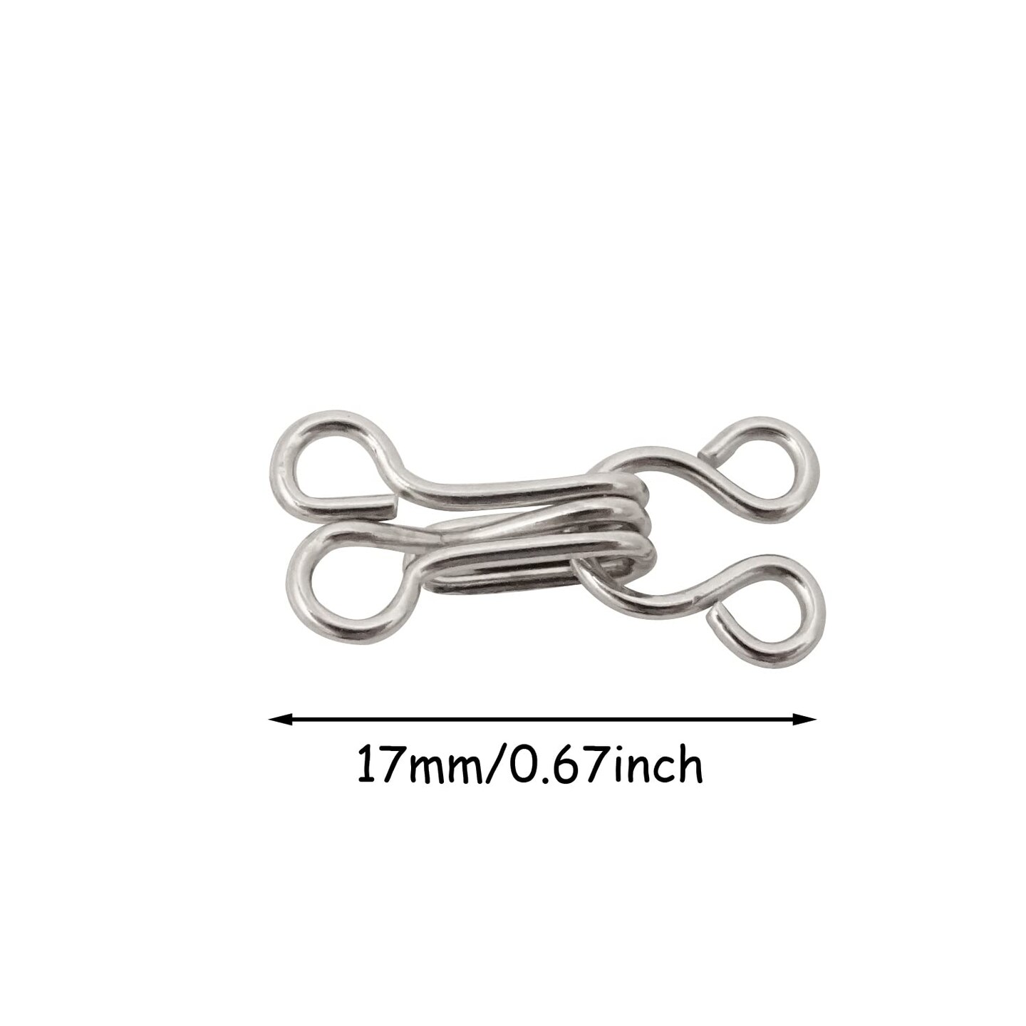 100 Sets 17mm Silver Metal Hook and Eye Closures Sewing Hooks and Eyes for Bra and Clothing (Silver)