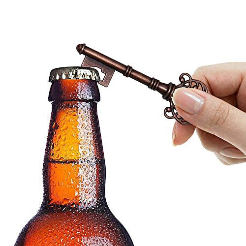 50 Sets Vintage Key Bottle Openers, Wedding Favor Souvenir Gift for Guests with Escort Card Thank You Tag Pillow Box and Jute Rope (White Lace)