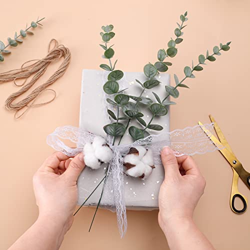 CEWOR 24pcs Eucalyptus Stems Decor Artificial Eucalyptus Leaves Faux Greenery Branches for Wedding Centerpiece Flower Floral Arrangement Farmhouse Home Decoration