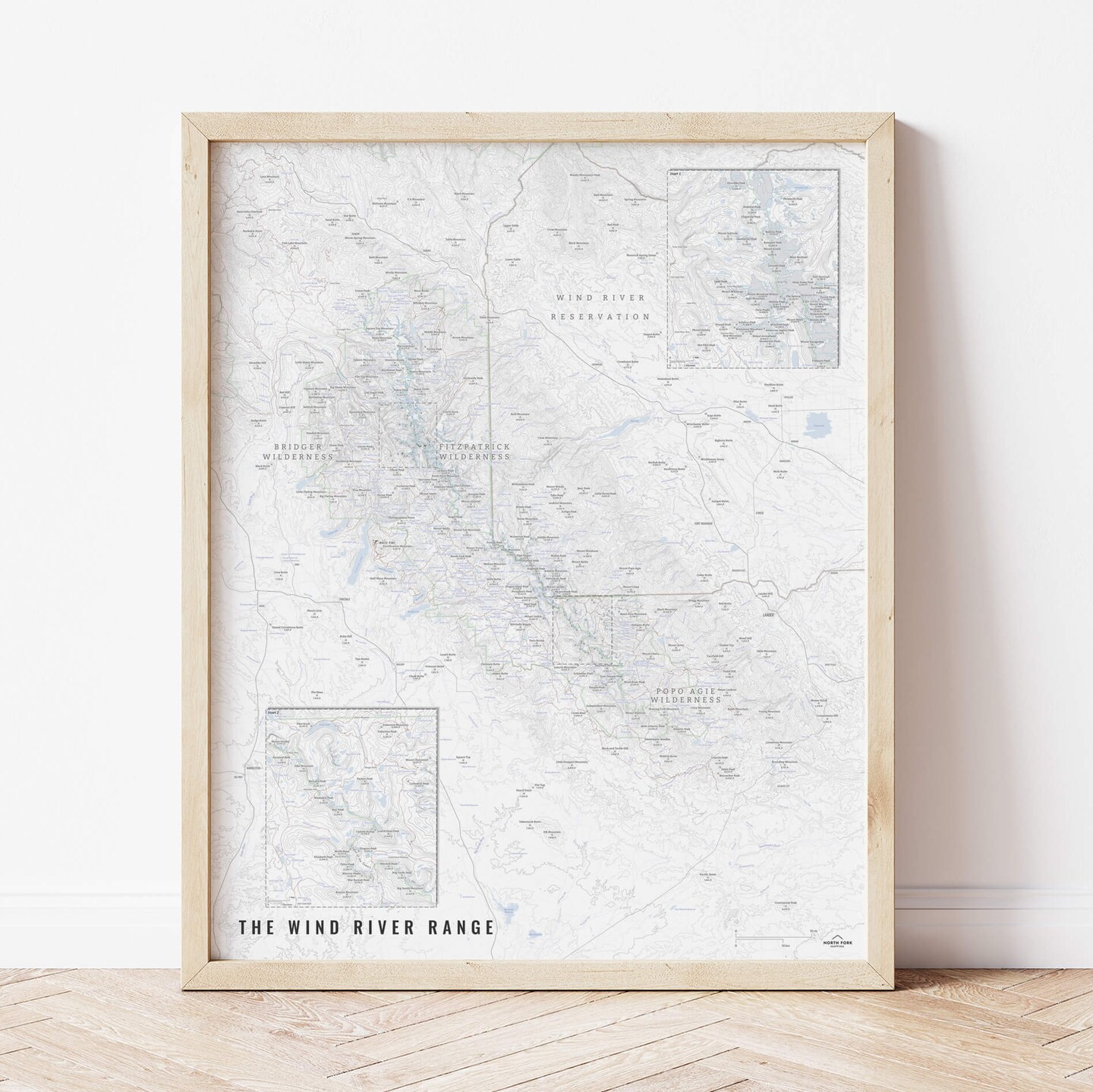 Wind good River Range Map - Wyoming Mountains, Continental Divide, Cirque of the Towers, Gannett Peak, Fremont Peak, Green River, Pinedale