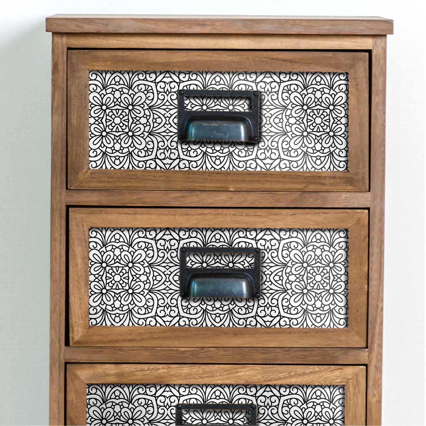 8 in x 8 in Silver Inked Garden Foil Peel and Stick Paper Tile Backsplash (24-Pack)