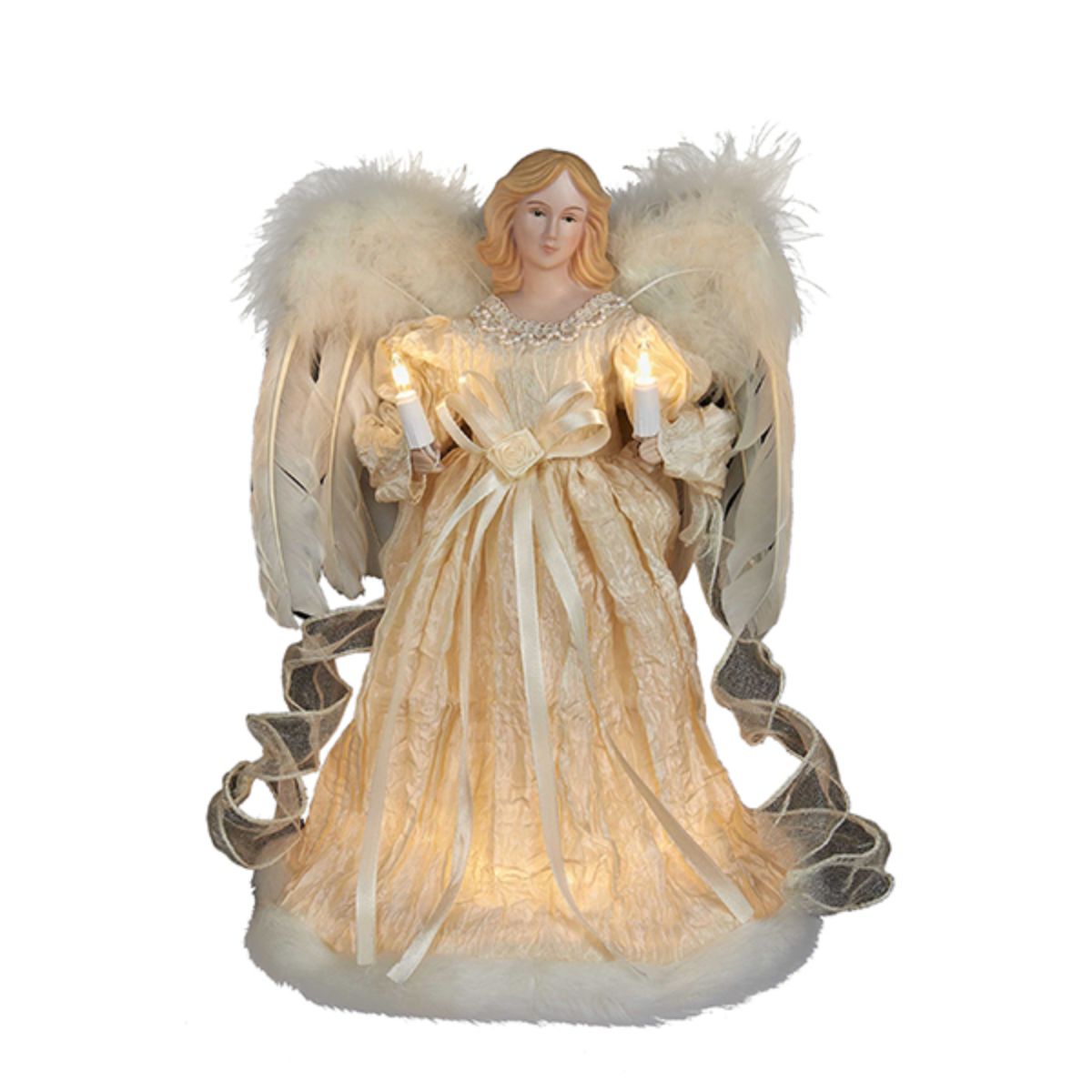 KSA 12&#x22; Elegant Ivory Lighted Angel Christmas Tree Topper - Clear Lights