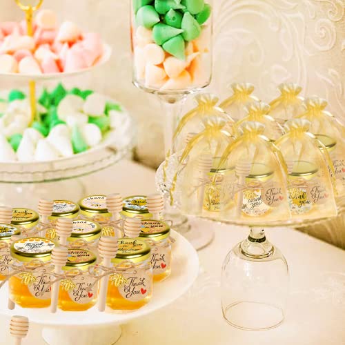48 Pcs Mini Honey jars-1.5oz, Hexagon honey jars with dipper,gold cover,bee pendant,Gold Gift Bags,rope,Thank-You Tags,Glass Honey jars with lids,Baby Shower,Wedding Favors,Party Favors