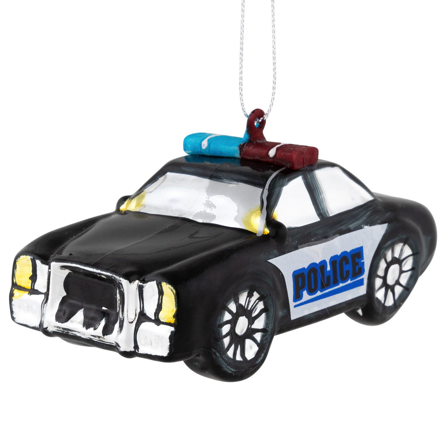 Northlight 5&#x22; Black Police Car Glass Christmas Ornament