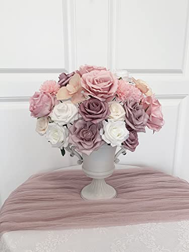 FACINOC Roses Artificial Flowers Pink Bouquets Box Set for DIY