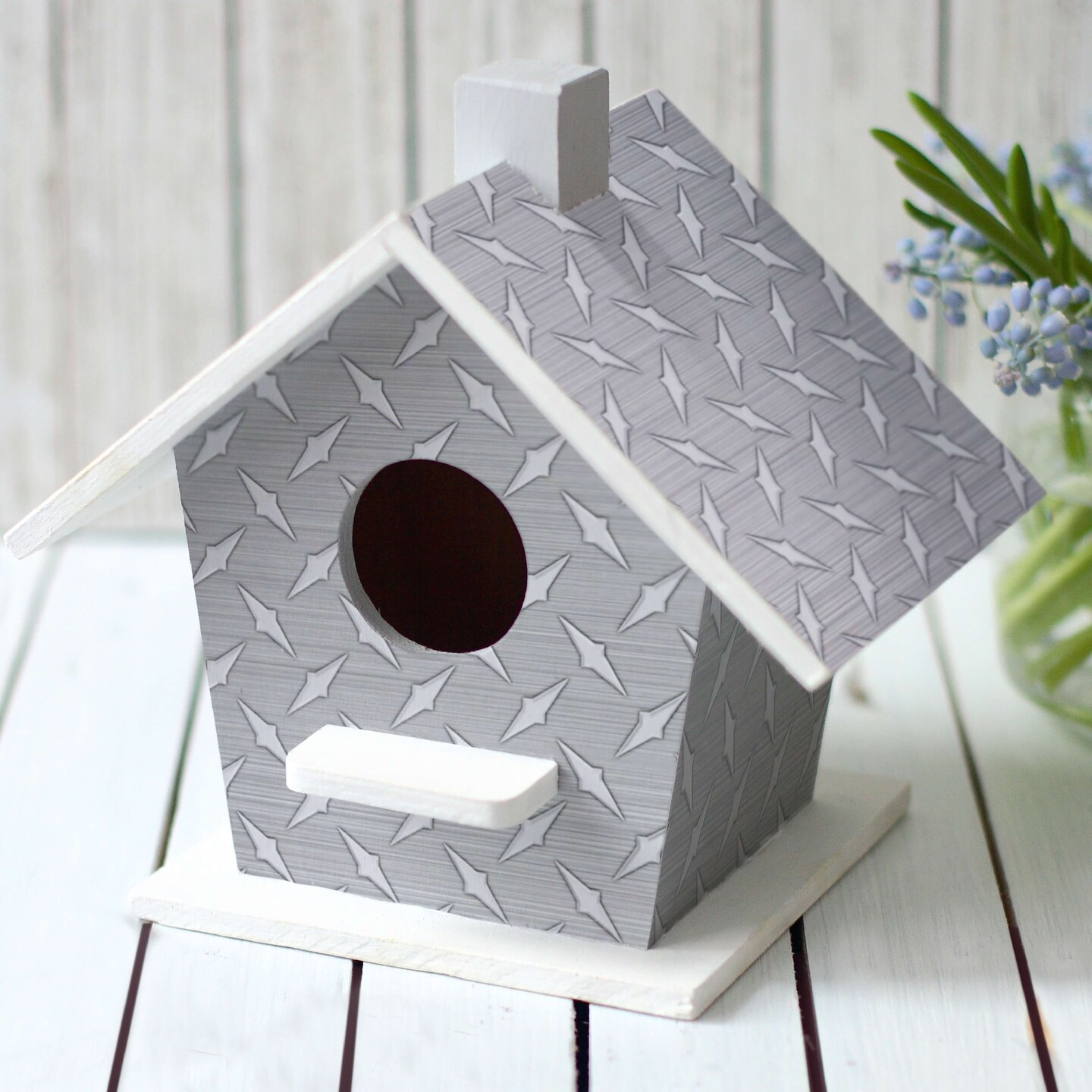 8 in x 8 in Diamond Plate Metallic Foil Peel and Stick Paper Tile Backsplash (24-Pack)