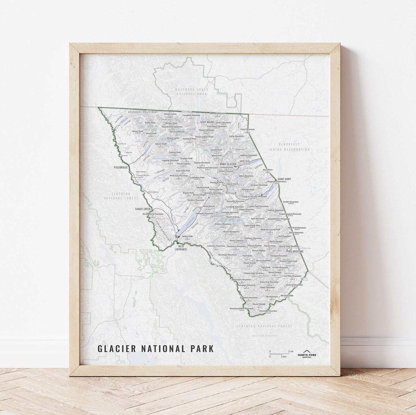 Glacier National Park Map, Glacier Poster, Glacier Wall Art, Glacier Np 