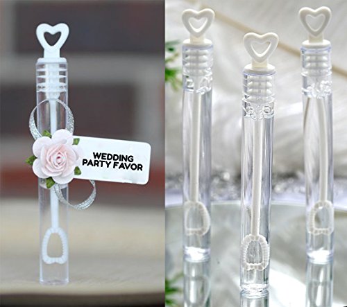 40 Pack Mini Heart Bubble Wands – Great Wand Bubbles Party Favors for Weddings and Anniversaries