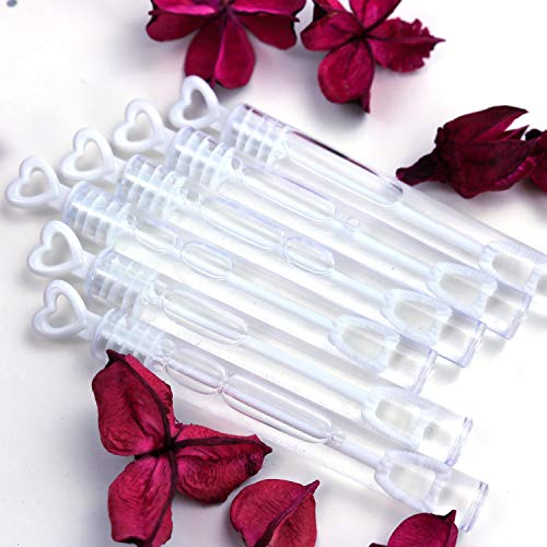 GIFTEXPRESS 96 pcs 4.2&#x22; White Heart Bubble Wands, Party Favors for Weddings Supplies, Valentine&#x27;s Day, Party and Anniversaries (96 Pack)