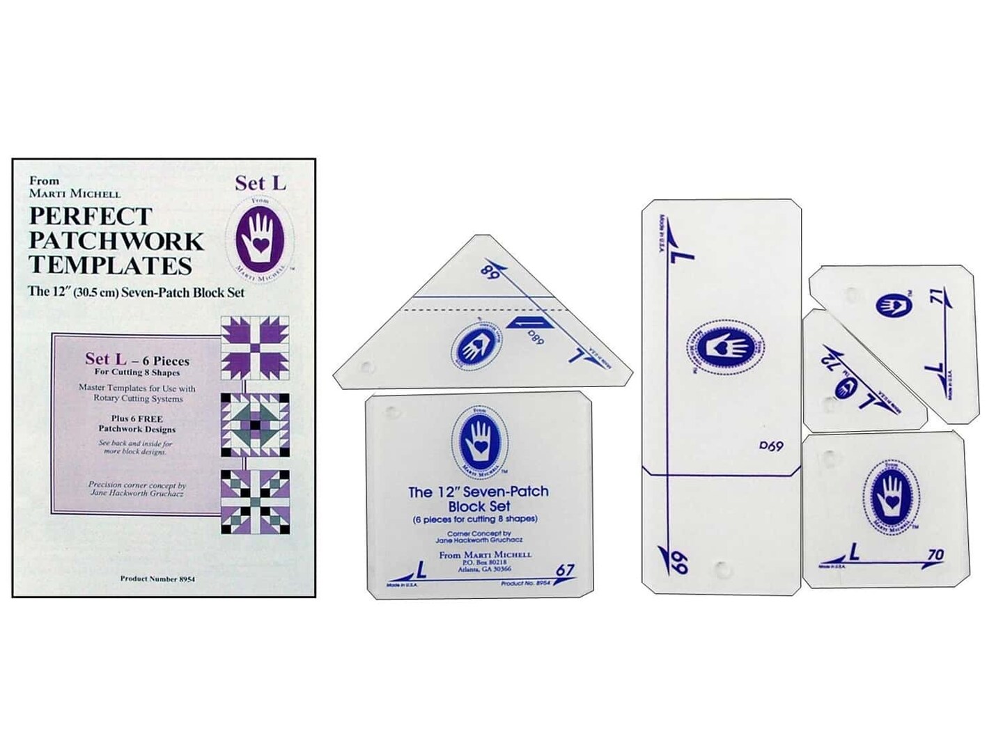 Marti Michell Perfect Patchwork Templates - Set L - 12 in. 7-Patch Block Set