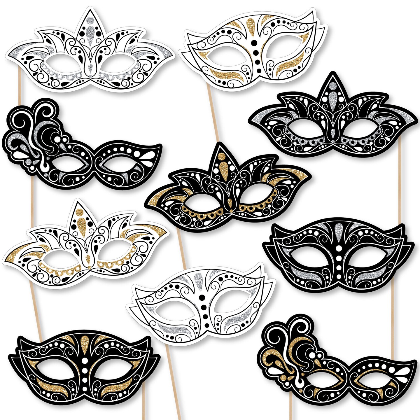 Big Dot of Happiness Masquerade Masks - Paper Card Stock Carnival Mask Party Photo Booth Props Kit - 10 Count