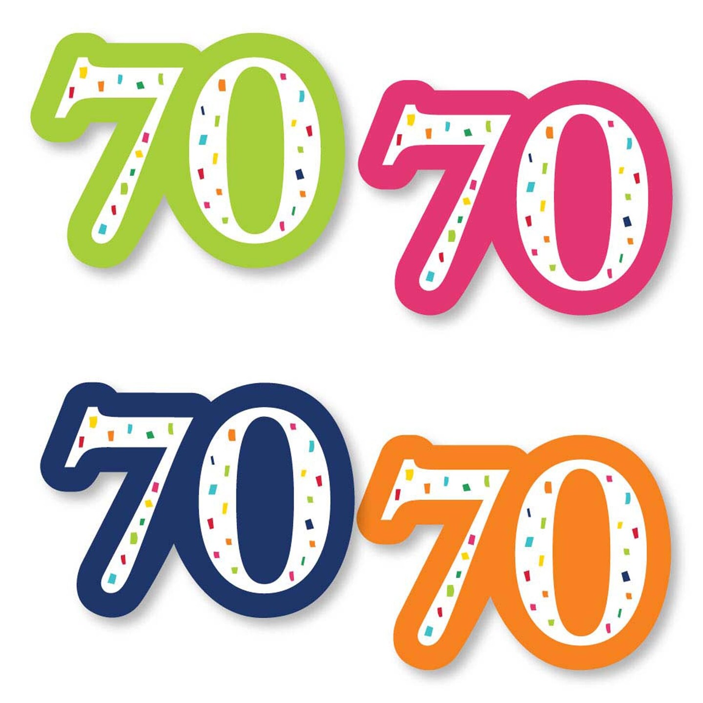 Big Dot of Happiness 70th Birthday - Cheerful Happy Birthday - DIY Shaped Colorful Seventieth Birthday Party Cut-Outs - 24 Count