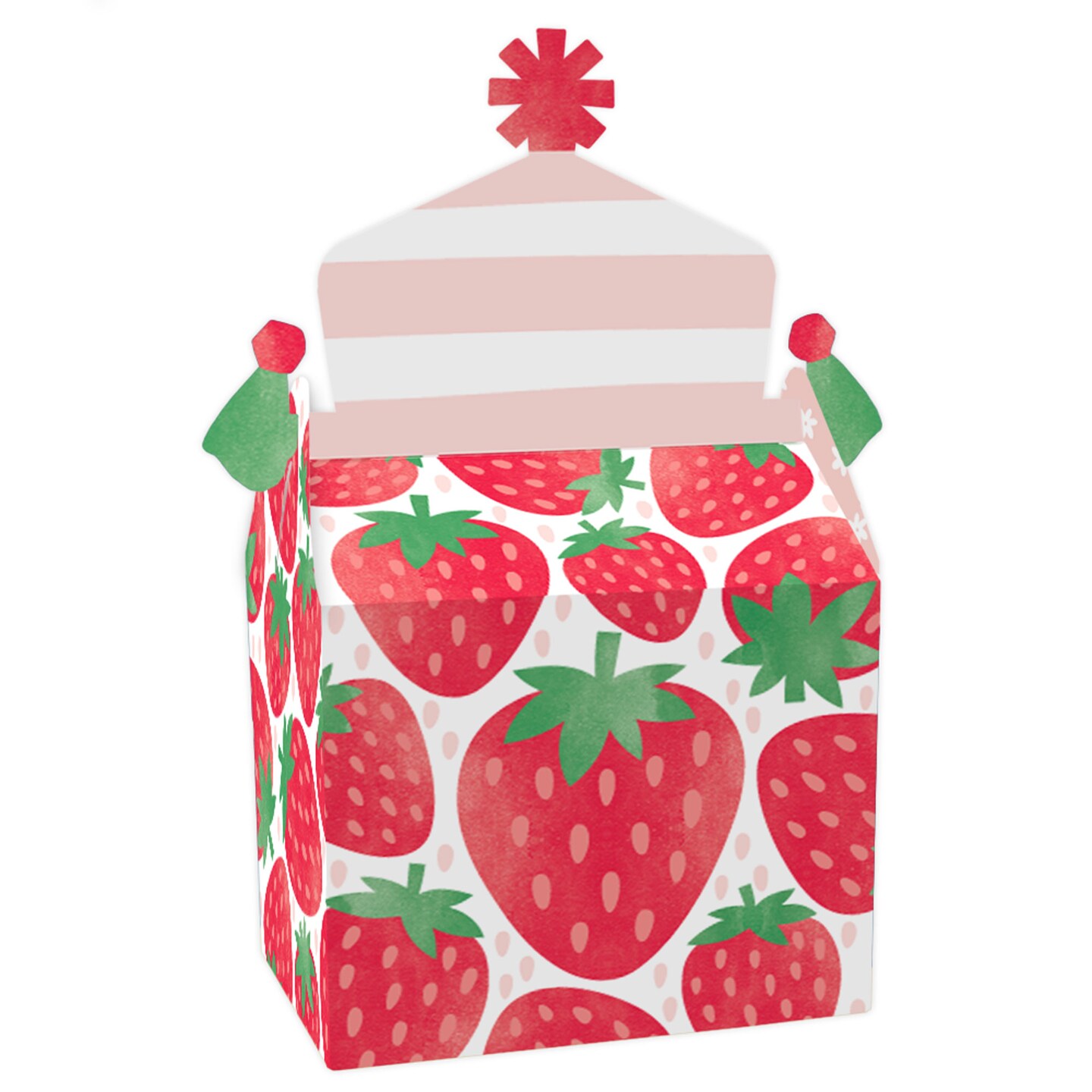Big Dot of Happiness Berry Sweet Strawberry - Treat Box Party Favors - Fruit Themed Birthday Party or Baby Shower Goodie Gable Boxes - Set of 12