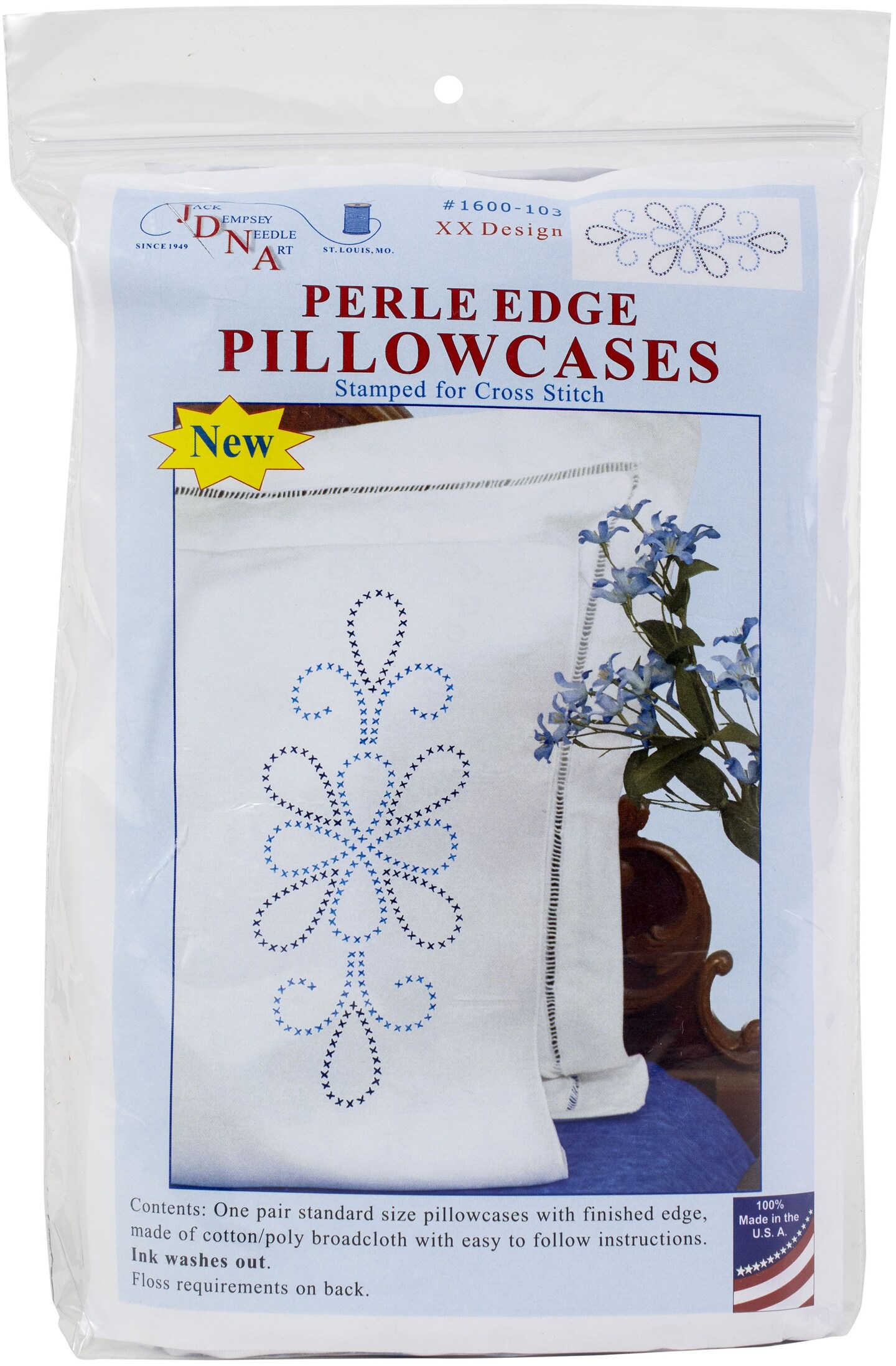 Jack Dempsey Stamped Pillowcases W/White Perle Edge 2/Pkg-XX Design