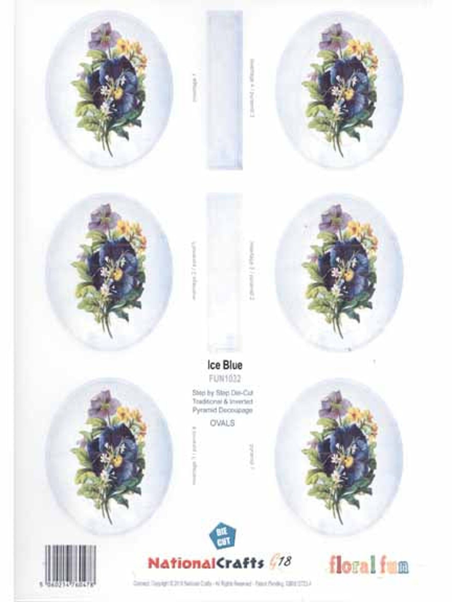 National Crafts G18 Ice Blue Flowers - Oval