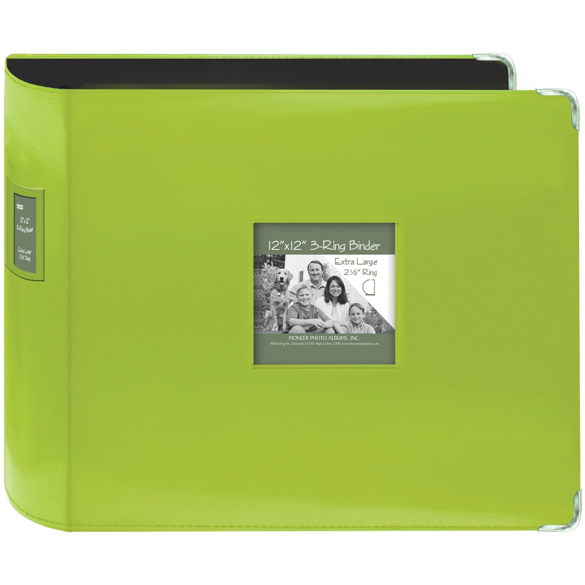 Pioneer 3-Ring Sewn Leatherette Album 12&#x22;X12&#x22;-Bright Green