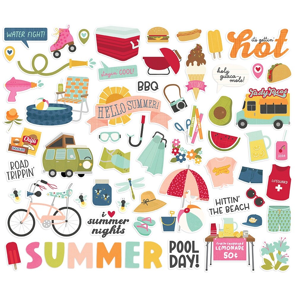 Summer Lovin&#x27; Bits &#x26; Pieces Die-Cuts 63/Pkg-