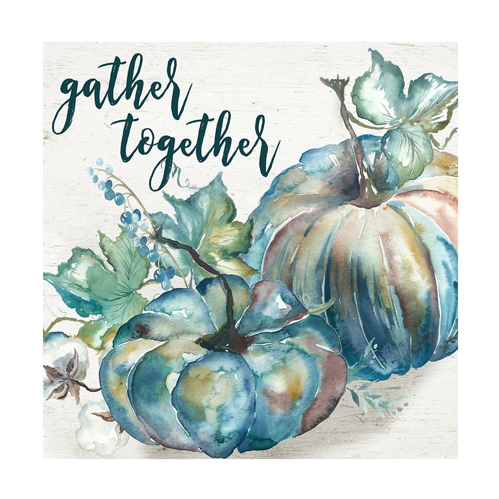 Blue Watercolor Harvest  Square Gather Together Poster Print by Tre Sorelle Studios - Item # VARPDXRB12231TS