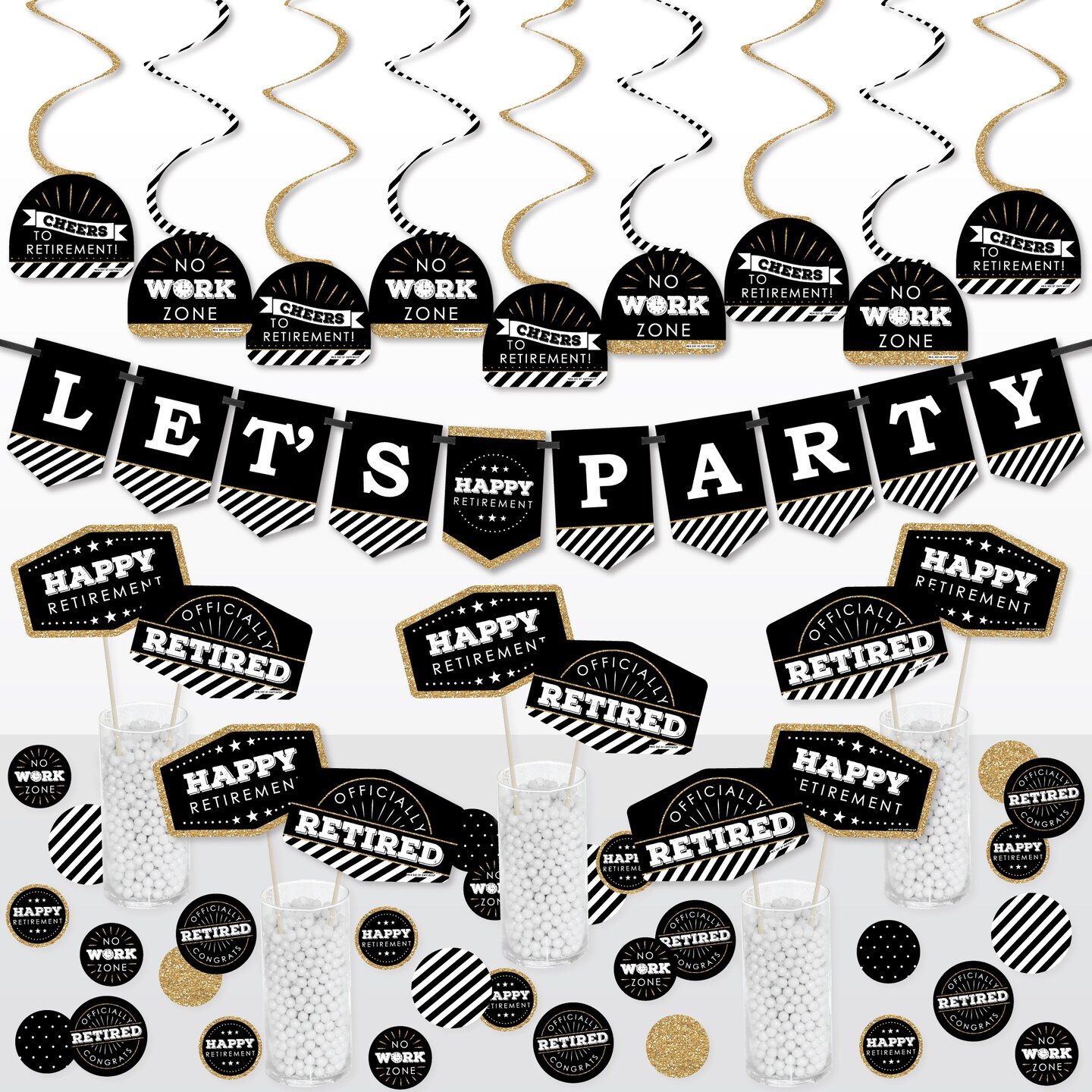 Big Dot of Happiness Happy Retirement - Retirement Party Supplies Decoration Kit - Decor Galore Party Pack - 51 Pieces