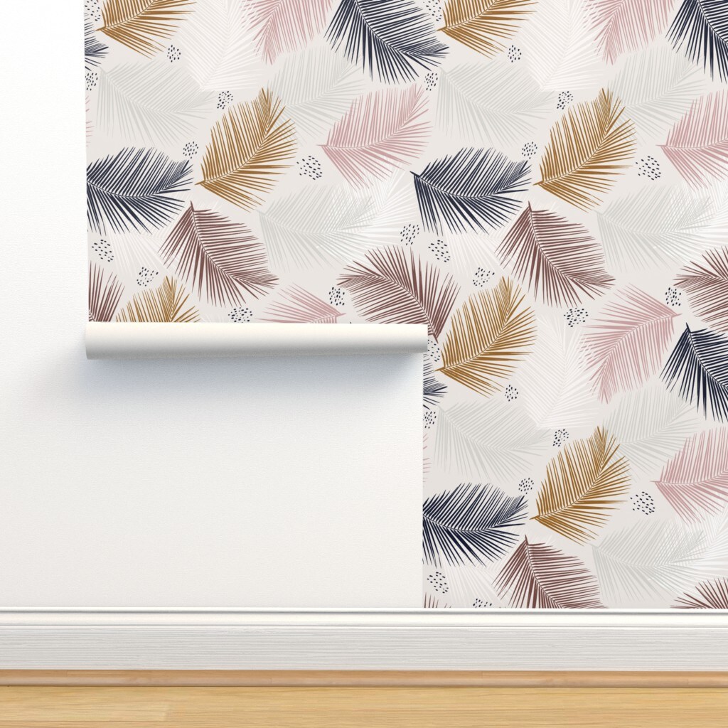 Spoonflower; Palm Leaf Boho Tropical Bohemian Nursery Home Decor Custom Removable Wallpaper by Spoonflower Peel & Stick Wallpaper 2FT Wide; Category:Wallpaper; Image:1