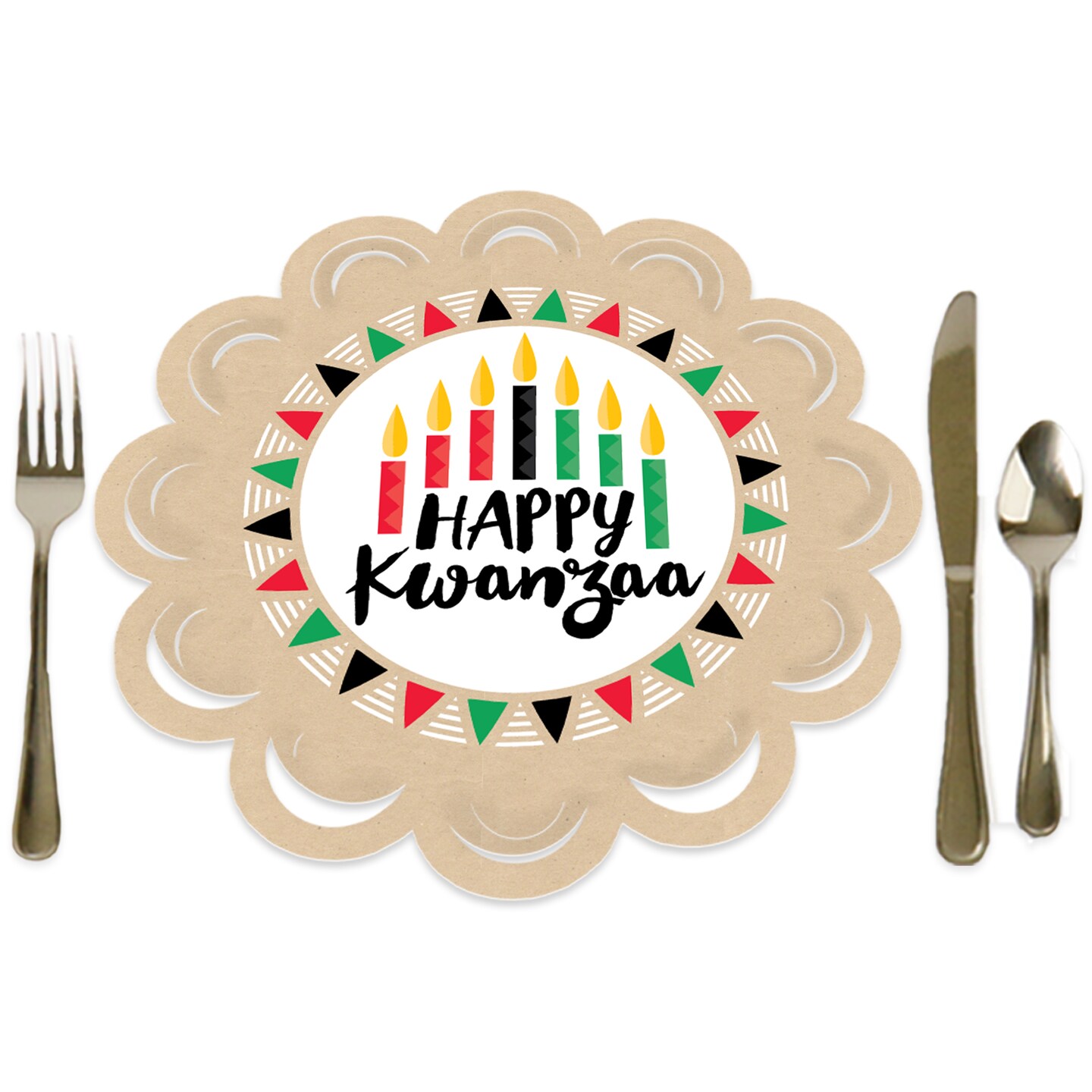 Big Dot of Happiness Happy Kwanzaa Heritage Holiday Party Round Table Decorations - Paper Chargers - Place Setting For 12