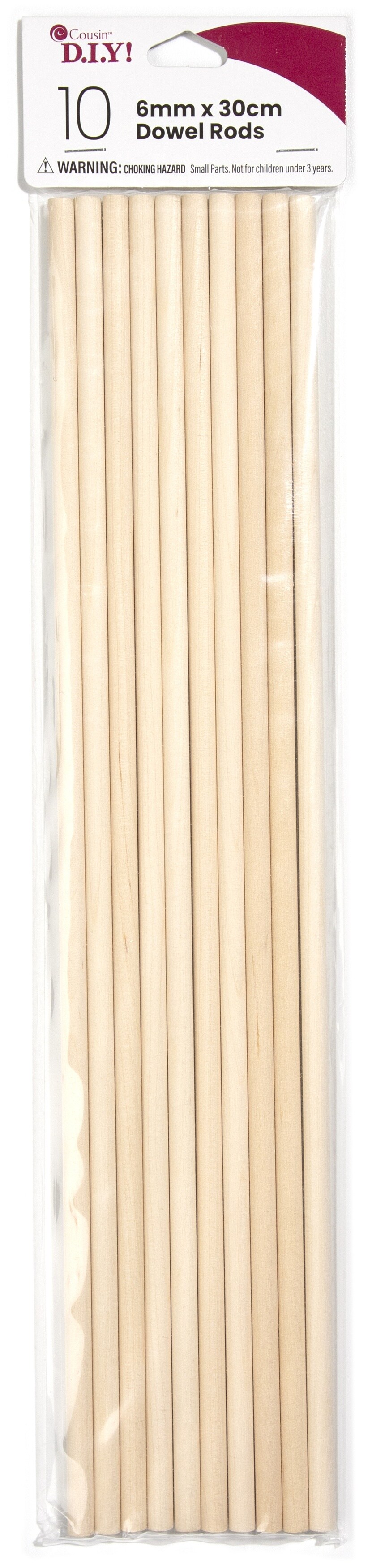 CousinDIY Dowel Rod .25&#x22;X12&#x22; 10/Pkg-Natural