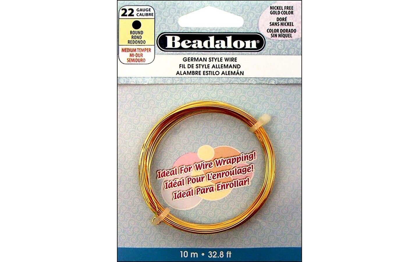 Beadalon German Style Wire-Gold Round - 22 Gauge, 32.8