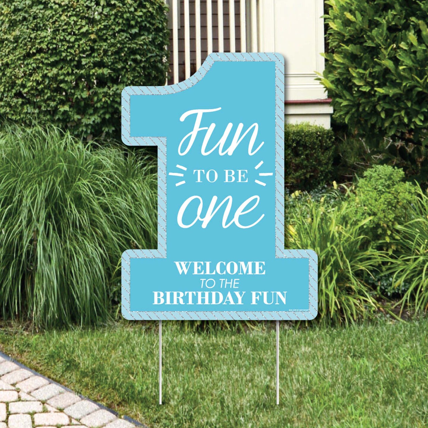 Big Dot of Happiness 1st Birthday Boy - Fun to be One - Party Decorations - First Birthday Party Welcome Yard Sign