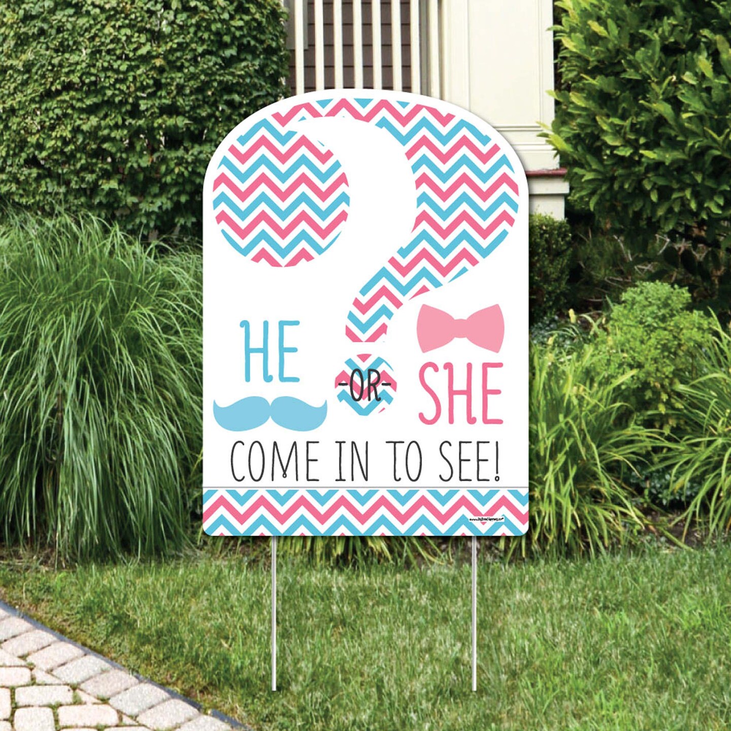 Big Dot of Happiness Chevron Gender Reveal - Party Decorations - Gender  Reveal Party Welcome Yard Sign