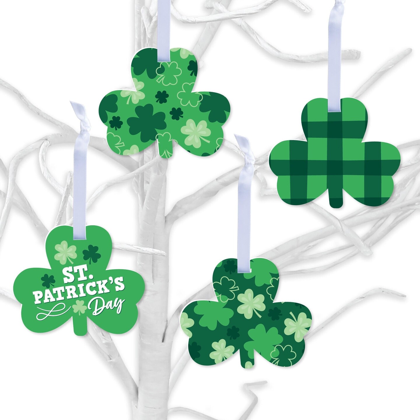 Big Dot of Happiness Shamrock St. Patrick&#x27;s Day - Saint Paddy&#x27;s Day Decorations - Tree Ornaments - Set of 12