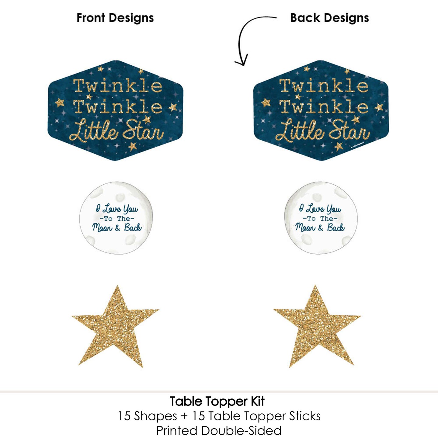 Big Dot of Happiness Twinkle Twinkle Little Star - Baby Shower or Birthday Party Centerpiece Sticks - Table Toppers - Set of 15