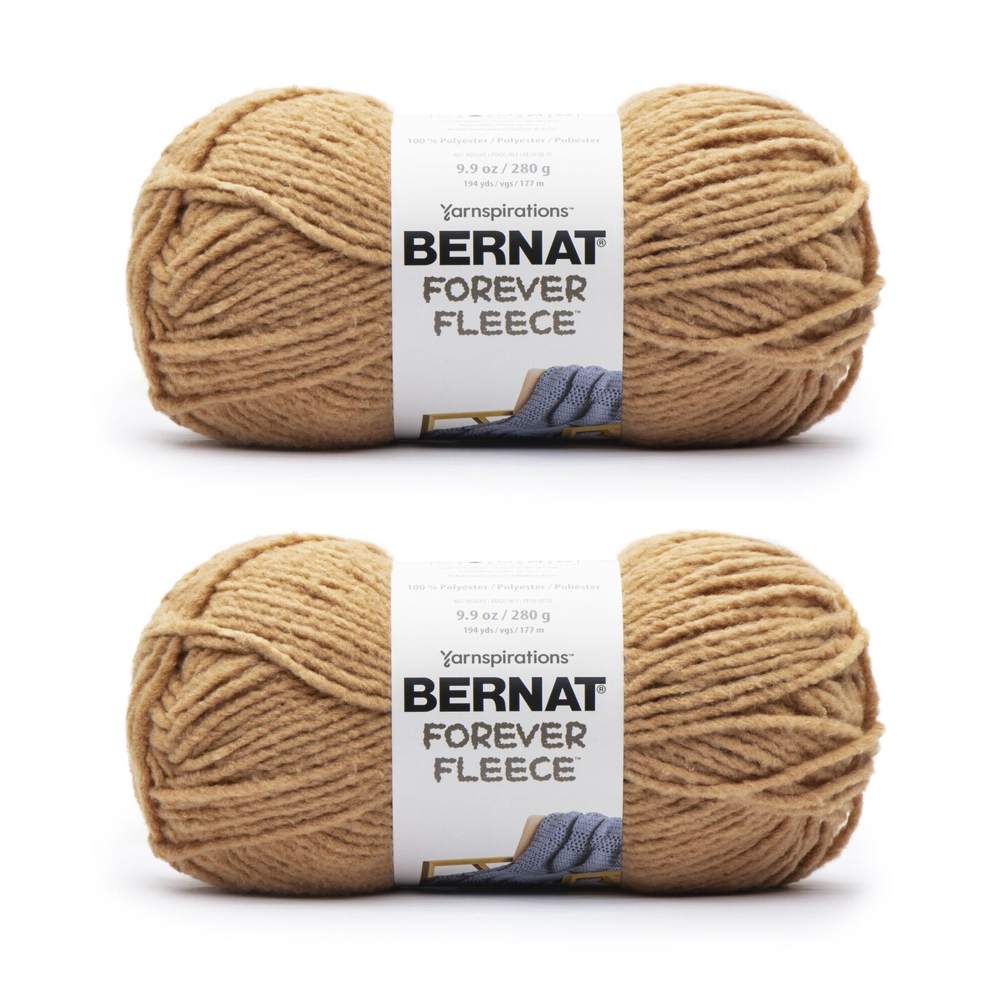 Bernat Forever Fleece Bergamot Yarn - 2 Pack of 280g/9.9oz - Polyester - 6 Super Bulky - 194 Yards - Knitting/Crochet
