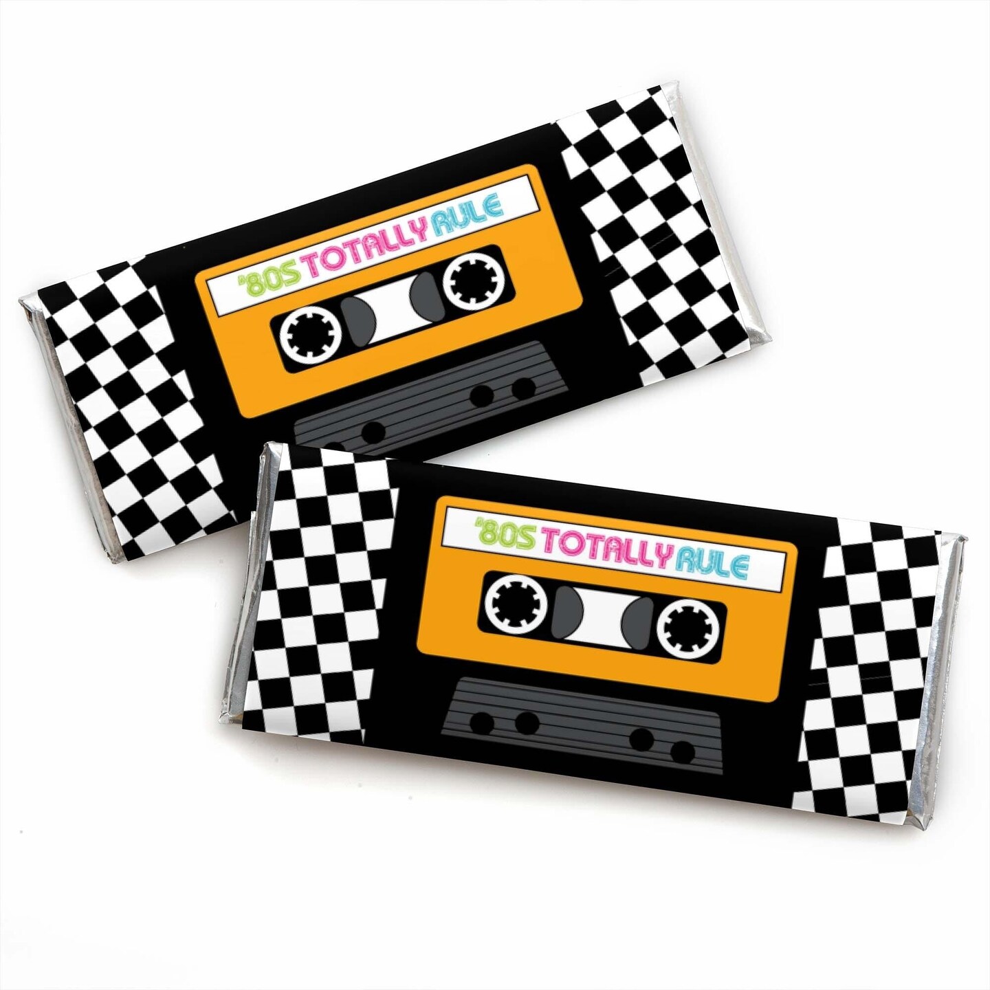 Big Dot of Happiness 80&#x27;s Retro - Candy Bar Wrapper Totally 1980s Party Favors - Set of 24