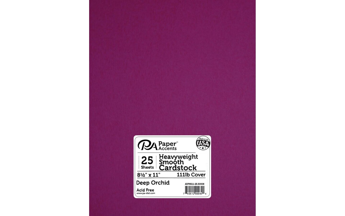 PA Paper Accents Heavyweight Smooth Cardstock 8.5&#x22; x 11&#x22; Deep Orchid, 111lb colored cardstock paper for card making, scrapbooking, printing, quilling and crafts, 25 piece pack