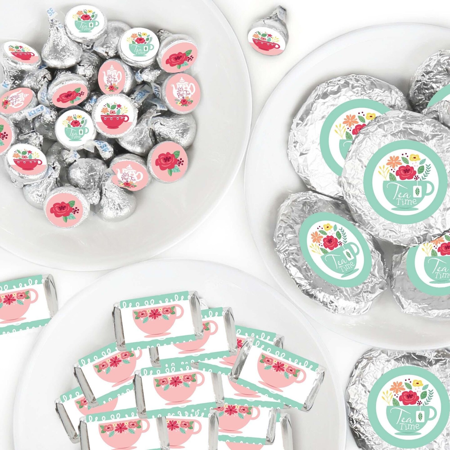 Big Dot of Happiness Floral Let&#x27;s Par-Tea - Garden Tea Party Candy Favor Sticker Kit - 304 Pieces