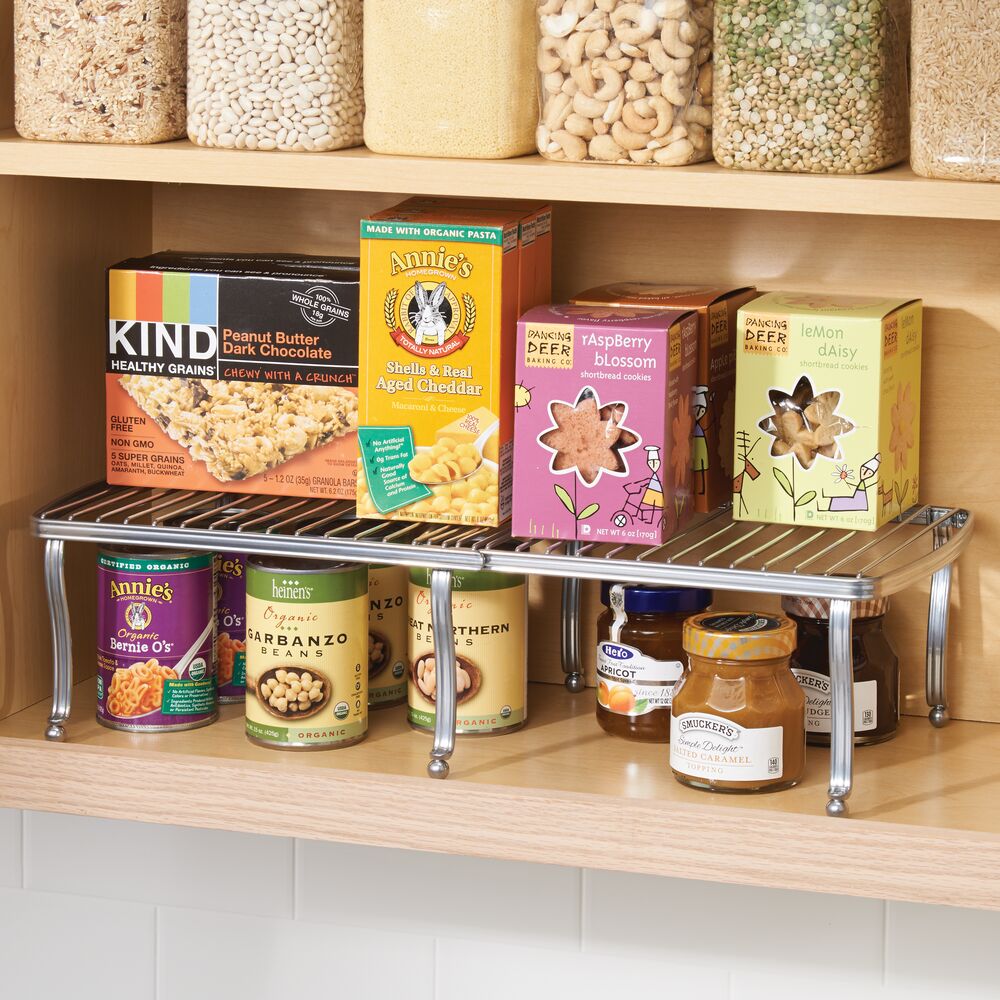 mDesign Metal Expandable Kitchen Pantry Storage Shelf