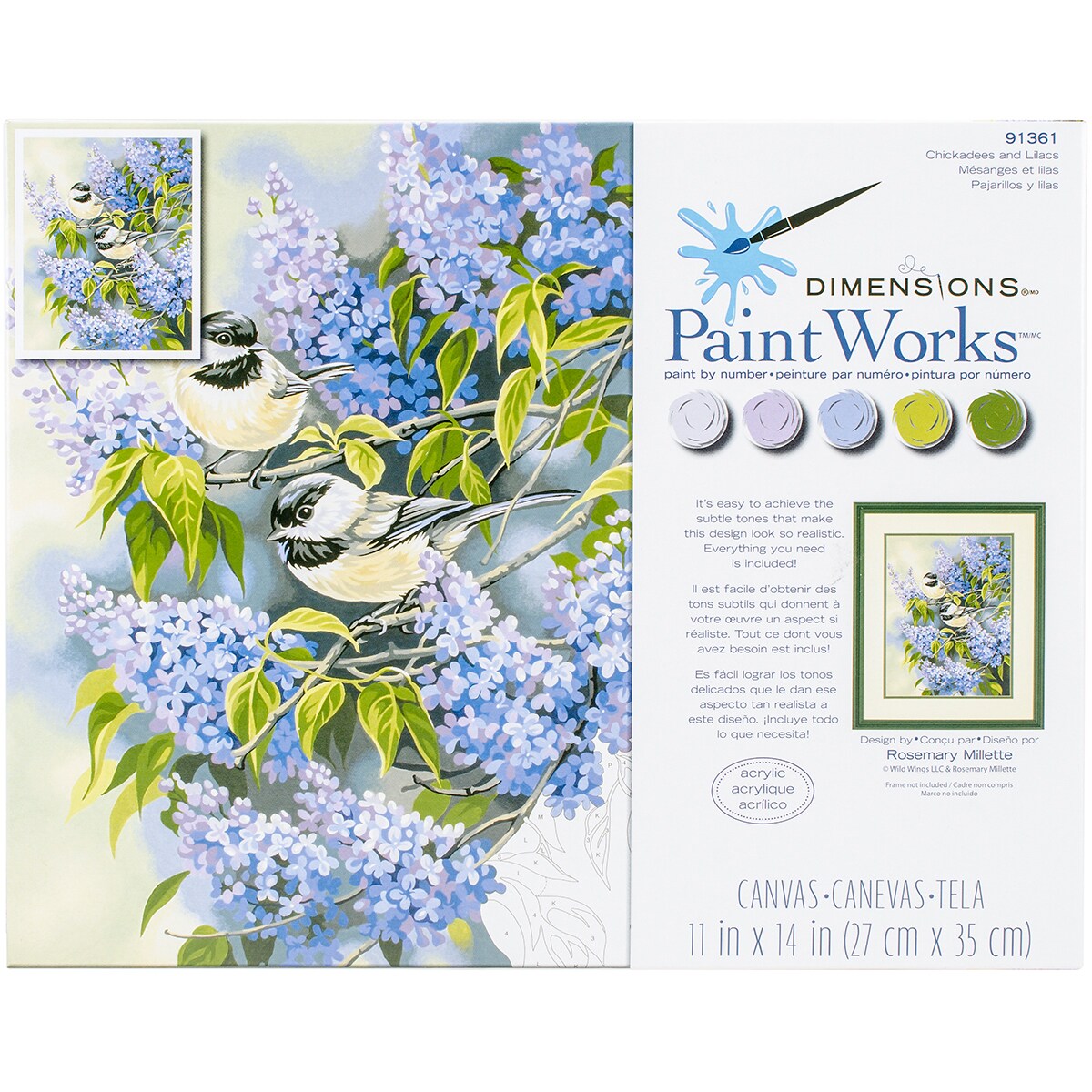 Paint Works Paint By Number Kit 11&#x22;X14&#x22;-Chickadees &#x26; Lilacs