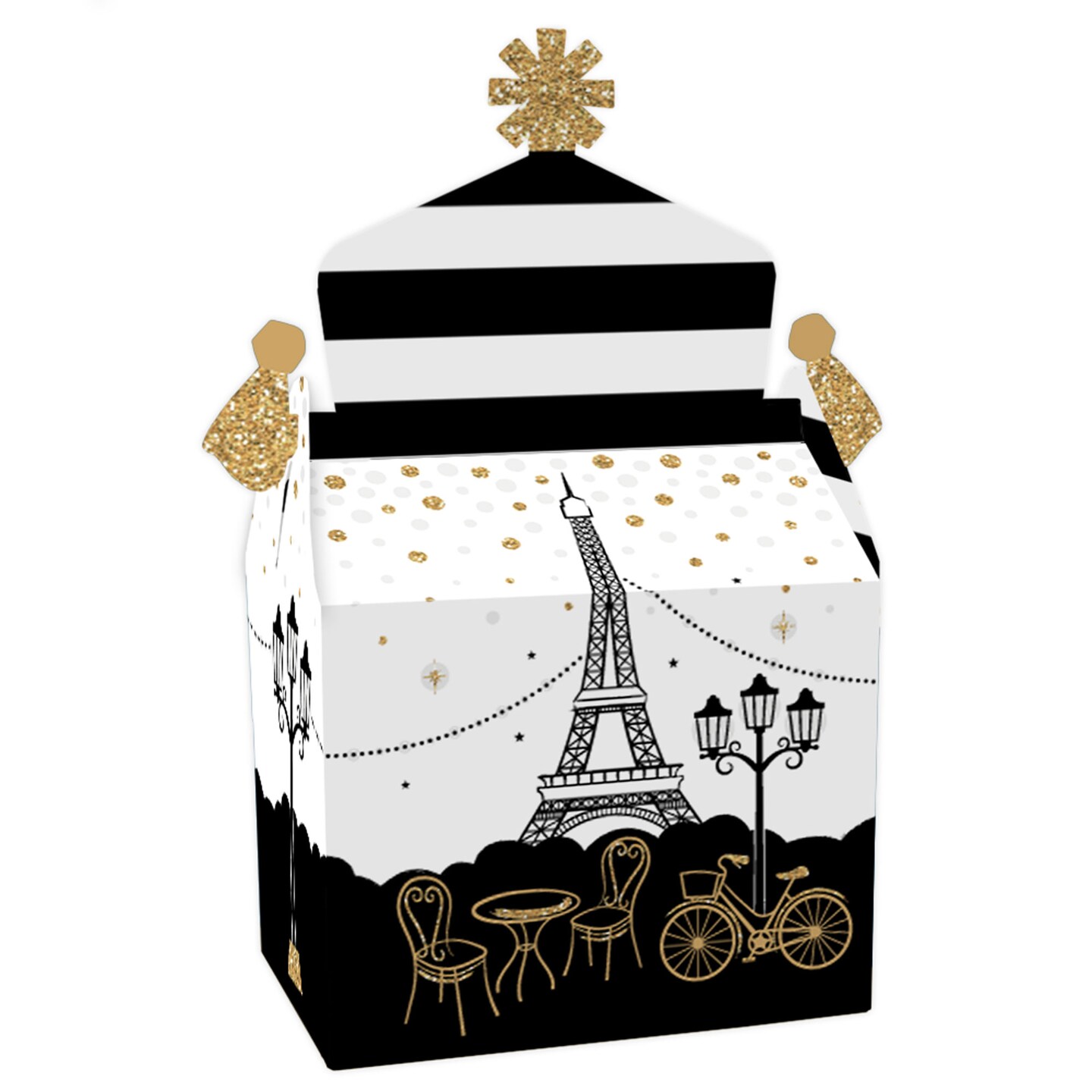 Big Dot of Happiness Stars Over Paris - Treat Box Party Favors - Parisian Themed Party Goodie Gable Boxes - Set of 12