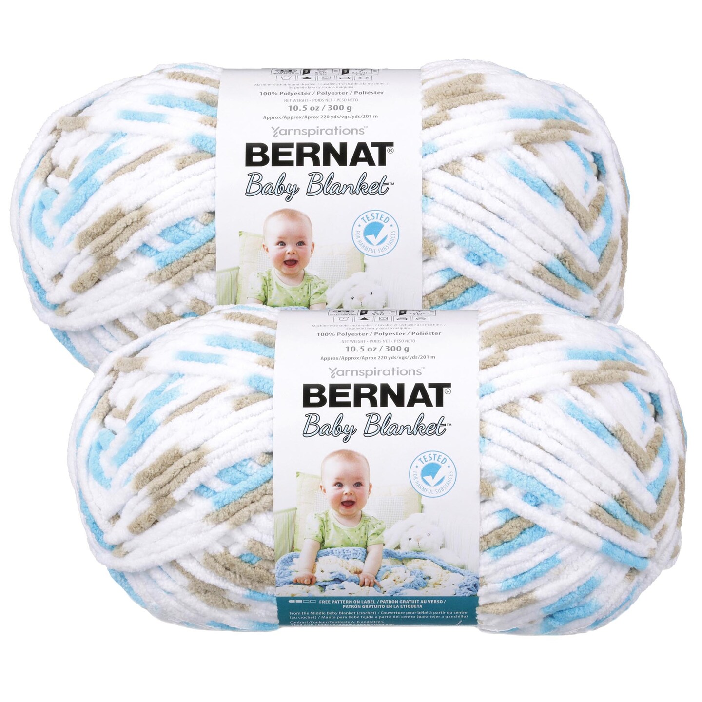 (Pack of 2) Bernat Baby Blanket Big Ball Yarn-Little Teal Dove