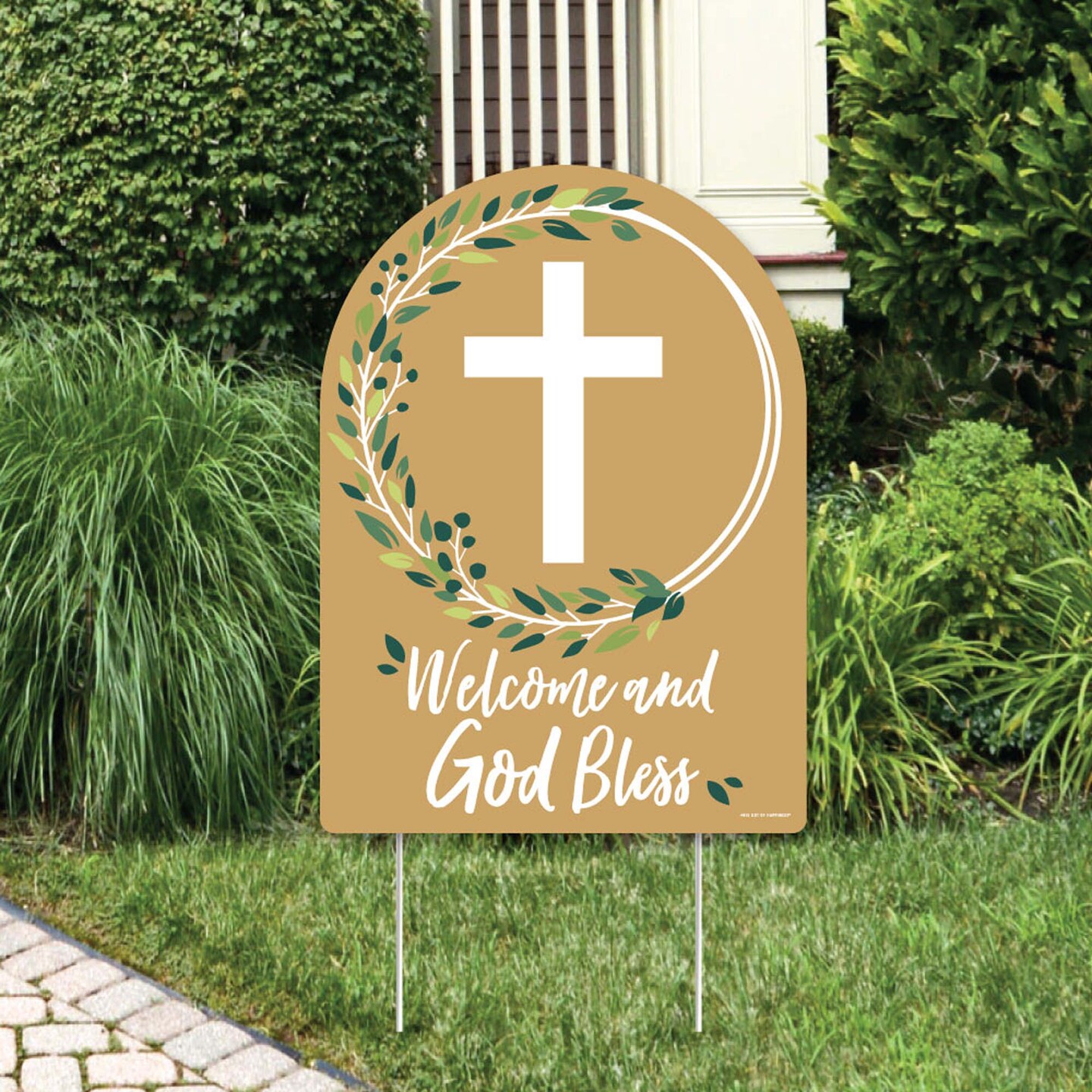 Big Dot of Happiness Elegant Cross - Party Decorations - Religious Party Welcome Yard Sign