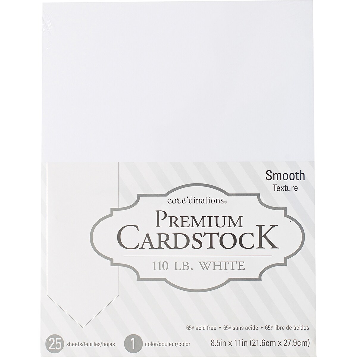 Core'dinations 110lb Smooth Cardstock 8.5"X11" 25/Pkg-White