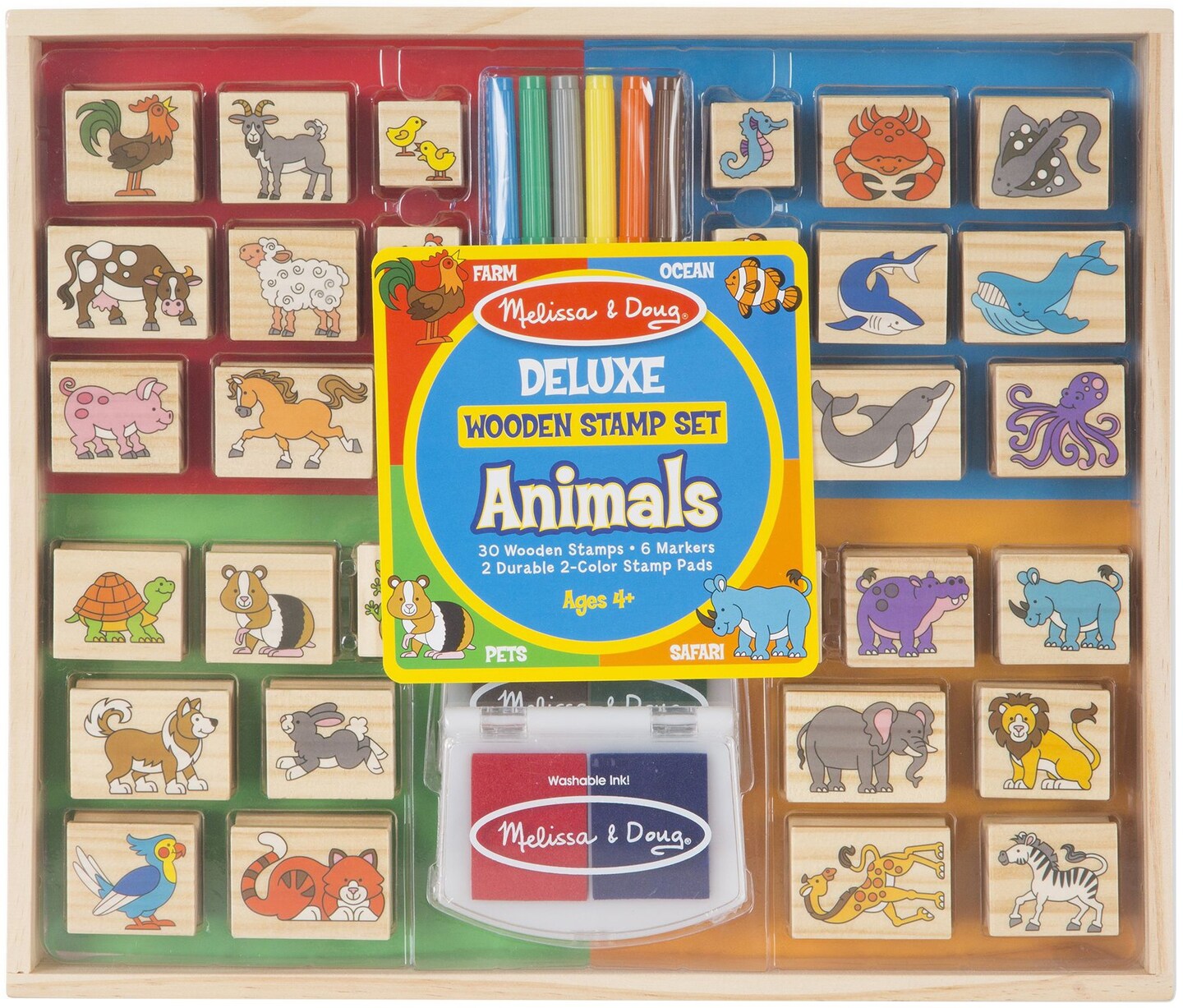 Melissa &#x26; Doug Deluxe Wooden Stamp Set -Animals
