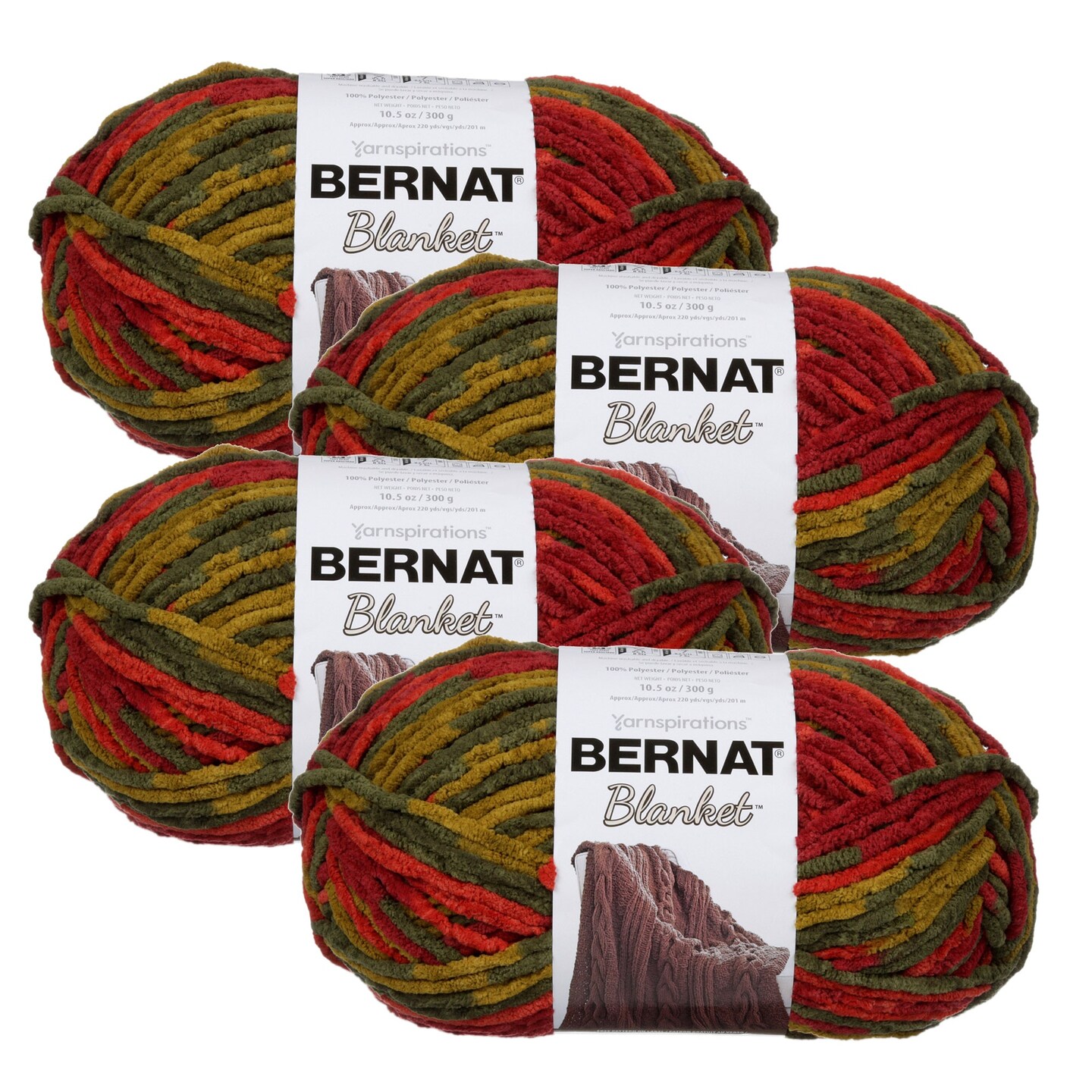 (Pack of 4) Bernat Blanket Big Ball Yarn-Harvest