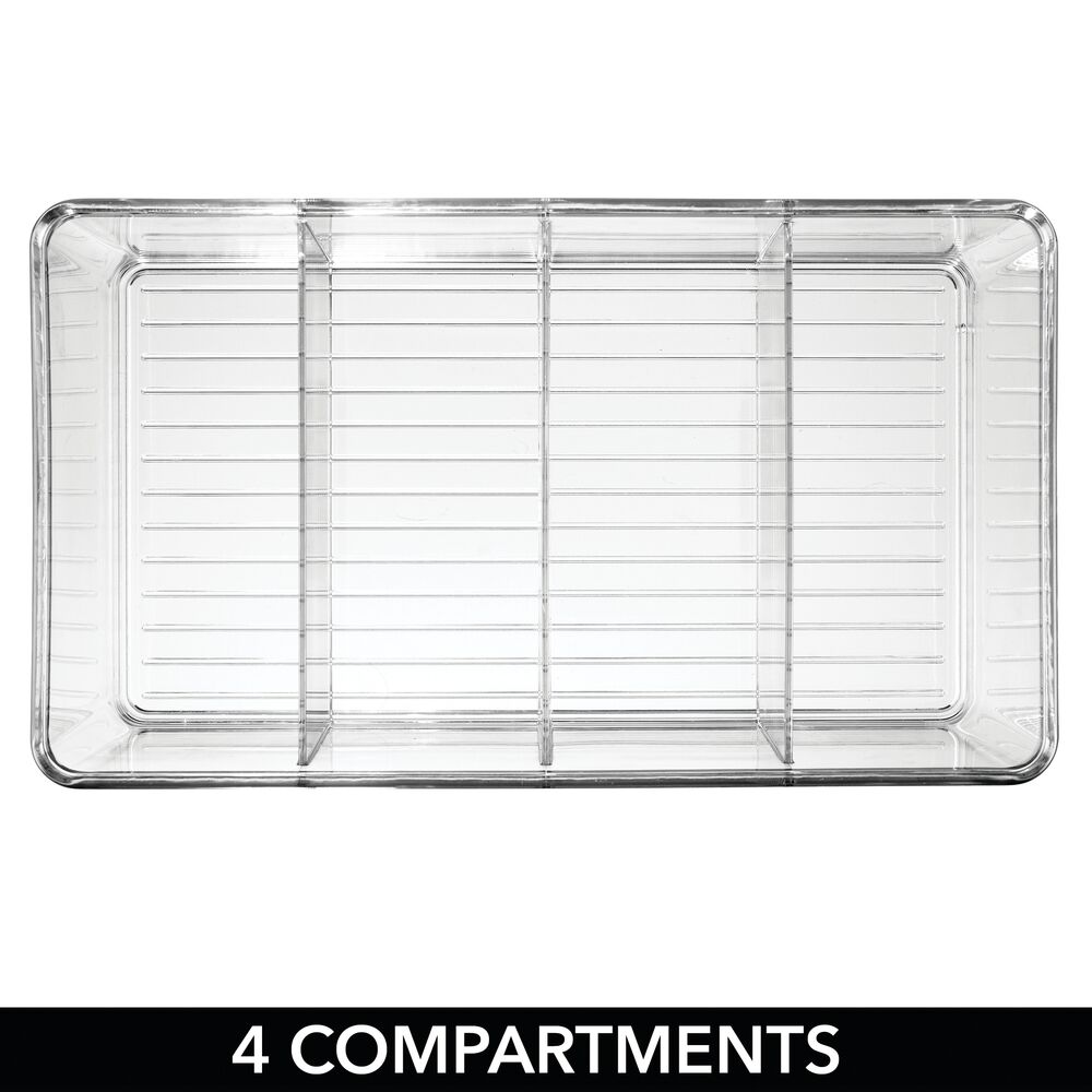 mDesign Plastic 4 Compartment Craft and Sewing Supplies Organizer, 2 Pack,  Clear