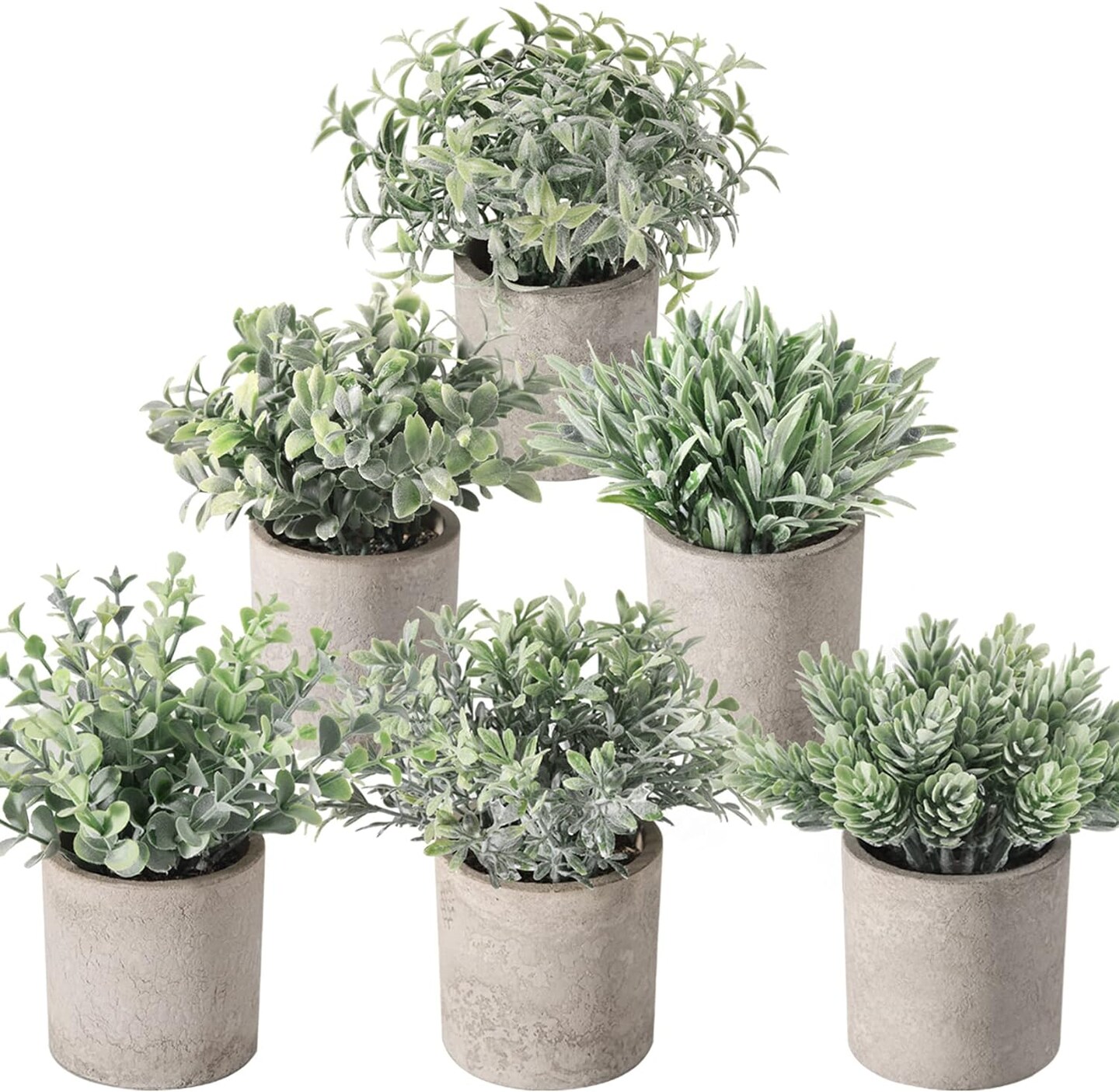 6pcs Mini Potted Artificial Plants for Home Office Decor