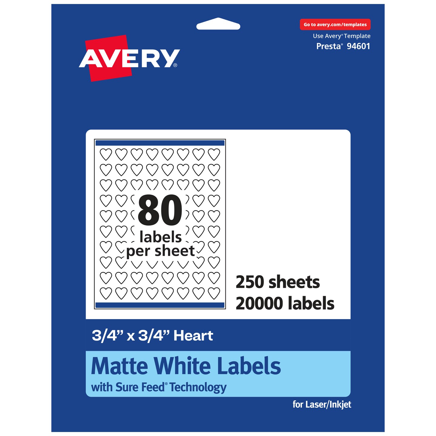 Avery Matte White Heart Labels, .75&#x22; x .75&#x22;