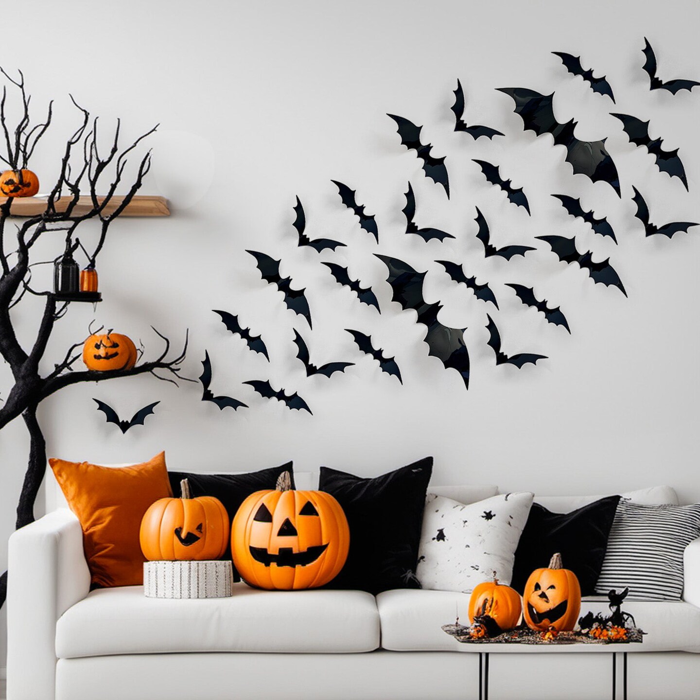 Wrapables 3D Bat Decorative Wall Decor Stickers, Decals for Halloween, Parties (60 pcs)